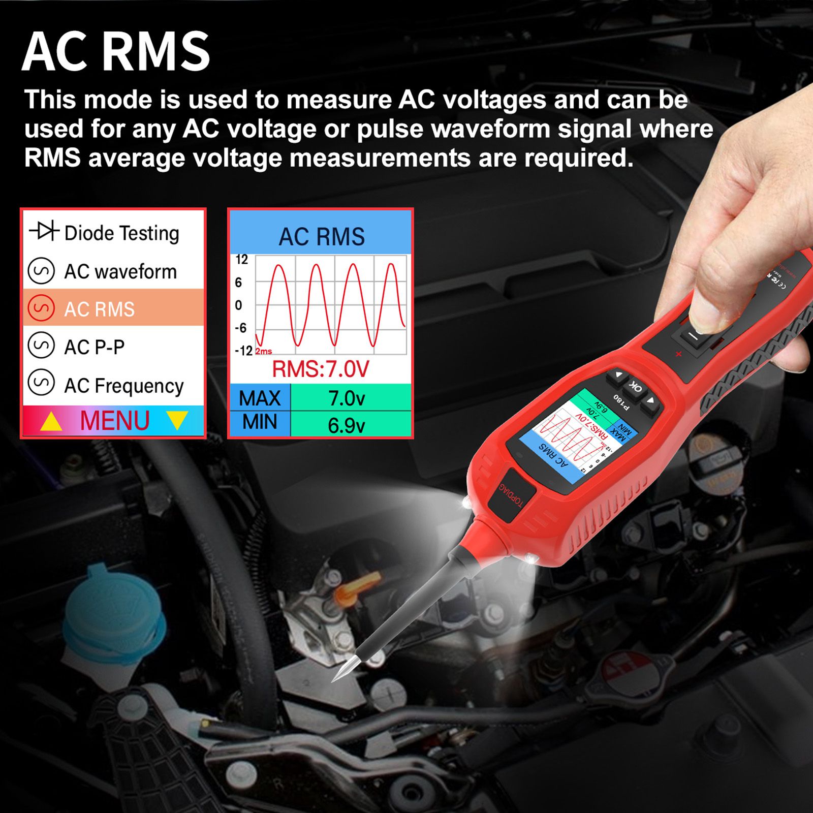 TopDiag P180 for 9-30 Volts Vehicle Electrical System Daignostics Injectors Test Support Cars, Pickups, SUVs, Motorcycles, Excavators, Steamships,