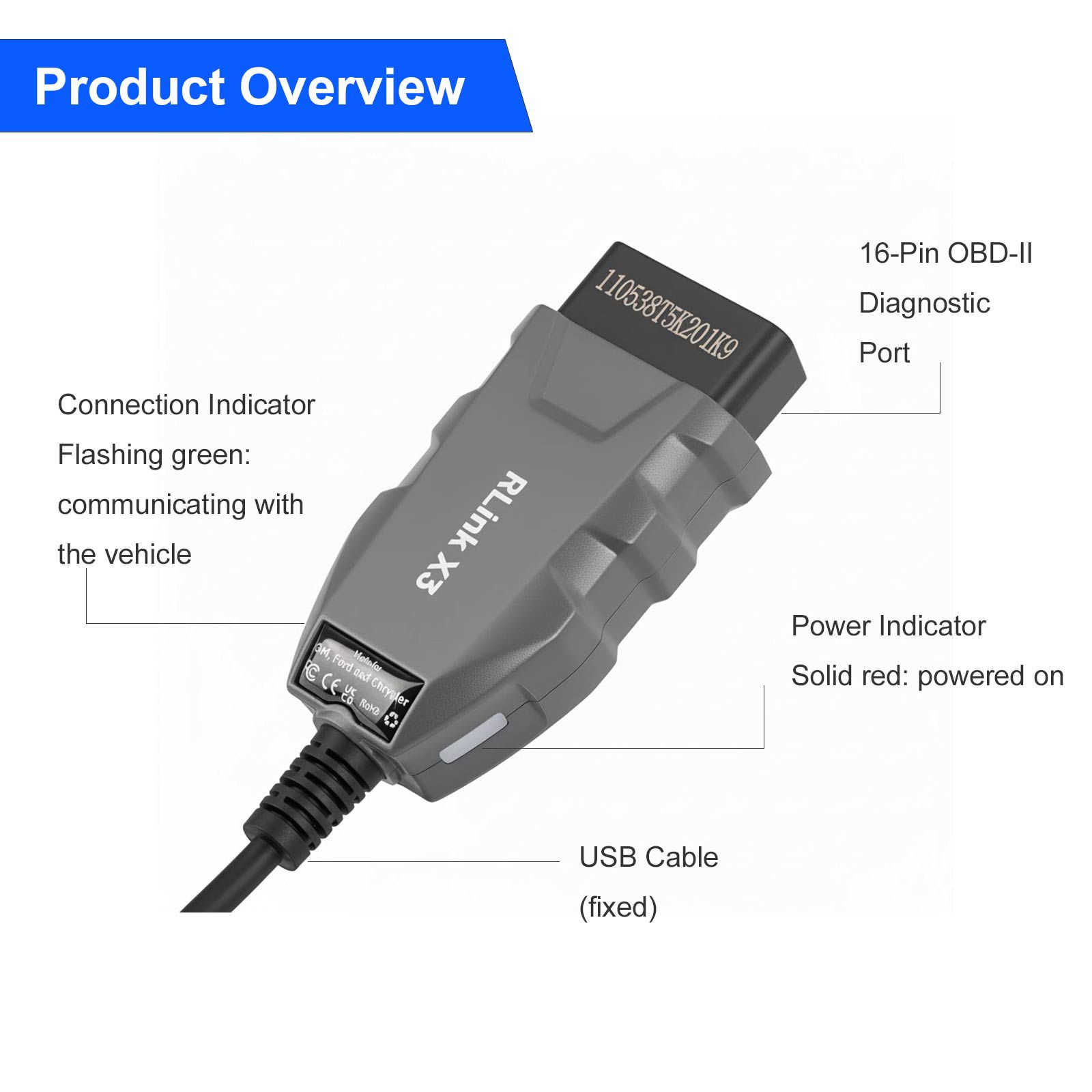 2025 TOPDON RLink X3 J2534 Pass-thru Programmer for US Vehicle Brands for GM, Ford, and Chrysler