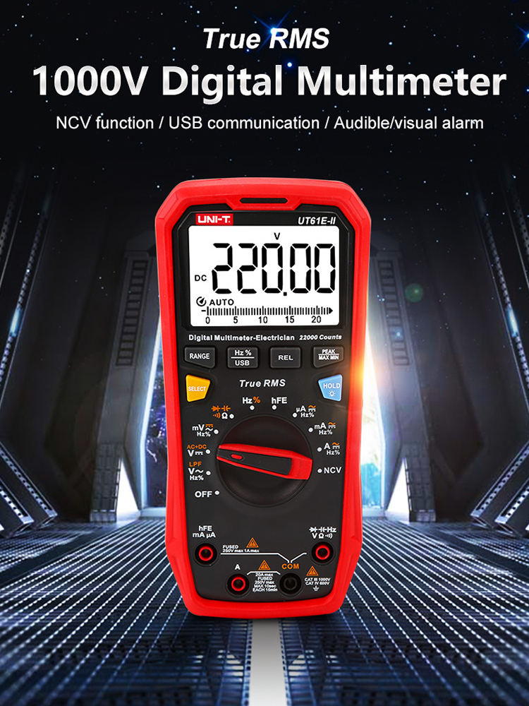 UNI-T Smart Digital Multimeter UT61E-II 1000V AC DC Voltage Tester Ammeter True RMS Capacitor Frequency Meter Auto Range