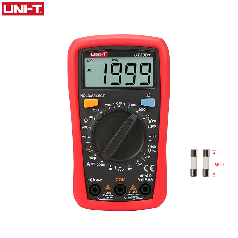 UNI-T UT33B+ Mini Digital Multimeter AC DC Voltmeter Ammeter 2000 Counts Battery Test Meter Multitester Resistance ohm Tester