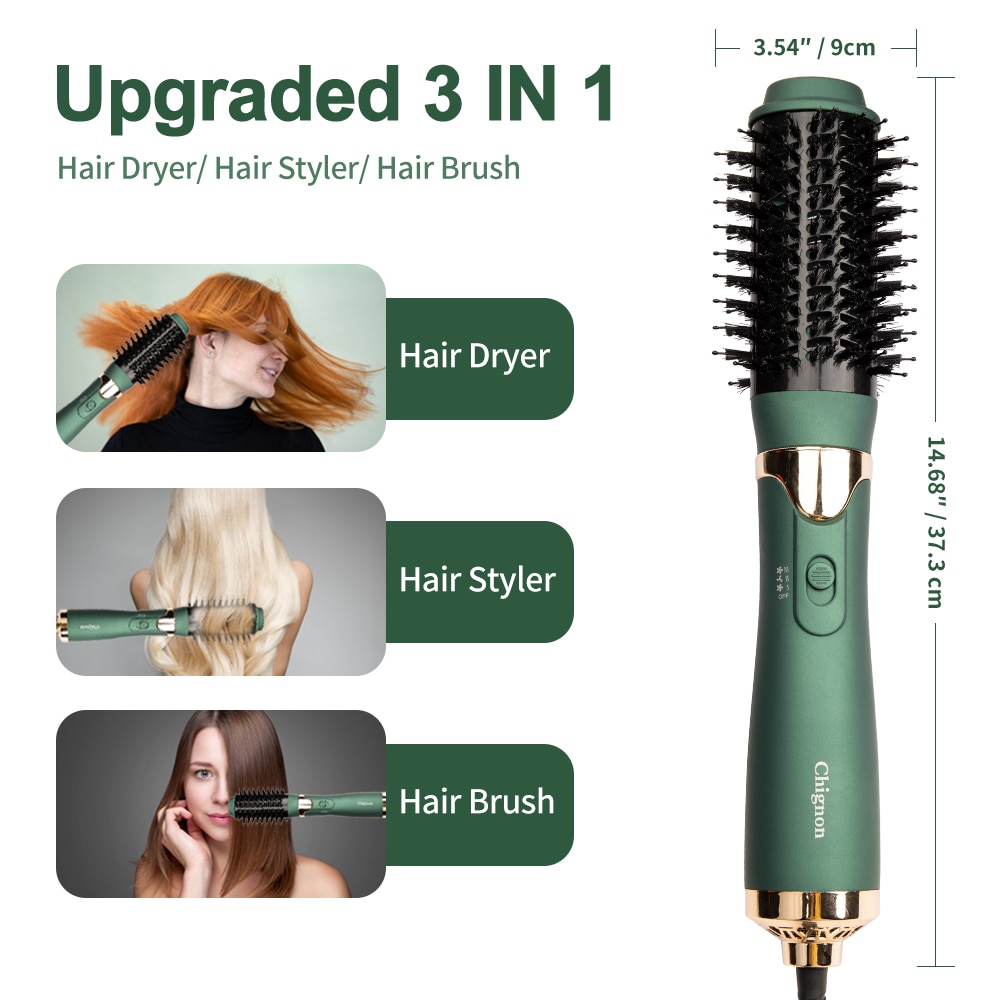 Upgraded Hot Air Brush One Step Hair Dryer and Styler Volumizer 3 in 1 with Ion Generator Salon Hair Straightener Curler Comb