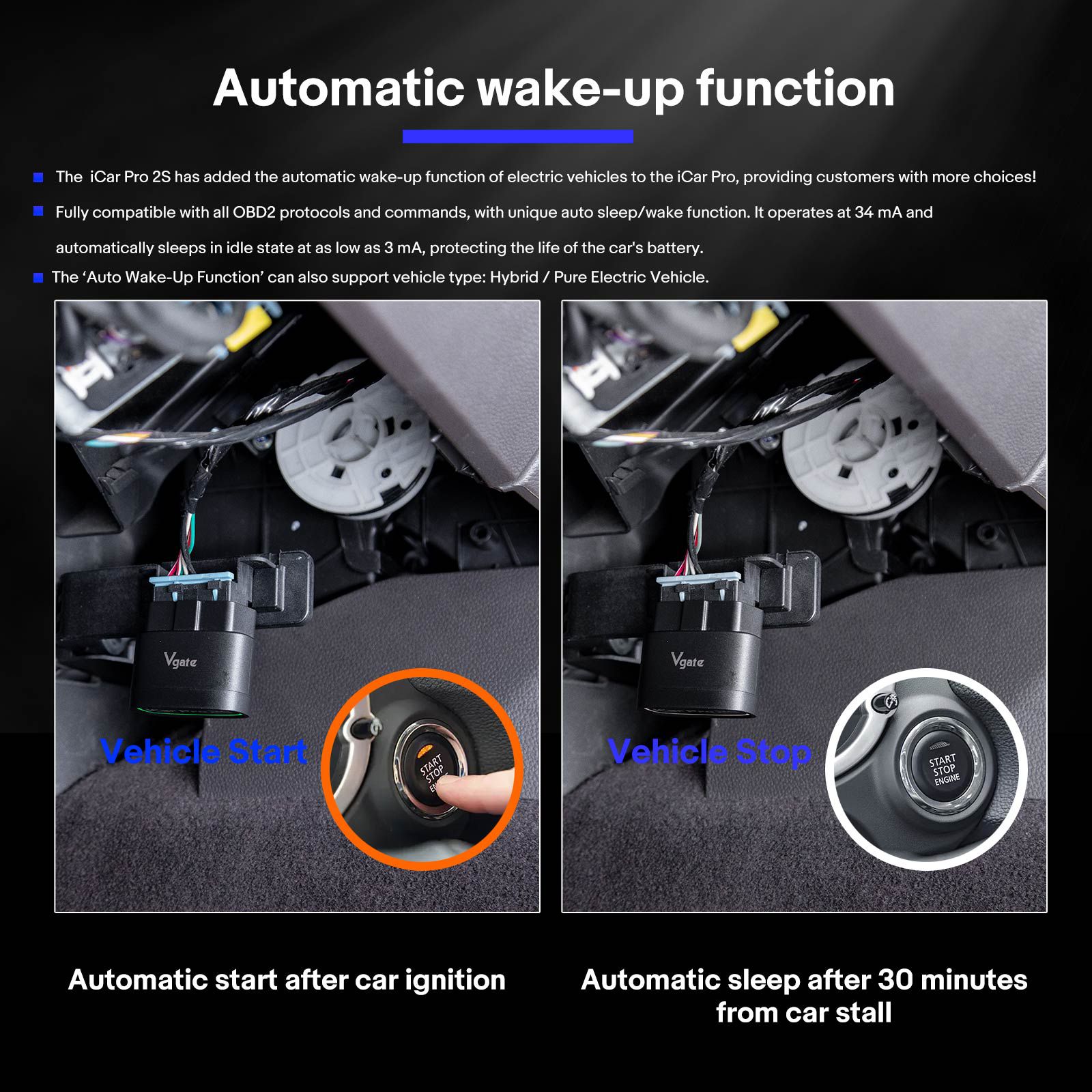 Vgate iCar Pro 2S Bluetooth OBD-II Diagnostic Adapter Work on iOS/Android/Windows for OBD2/EOBD Vehicles