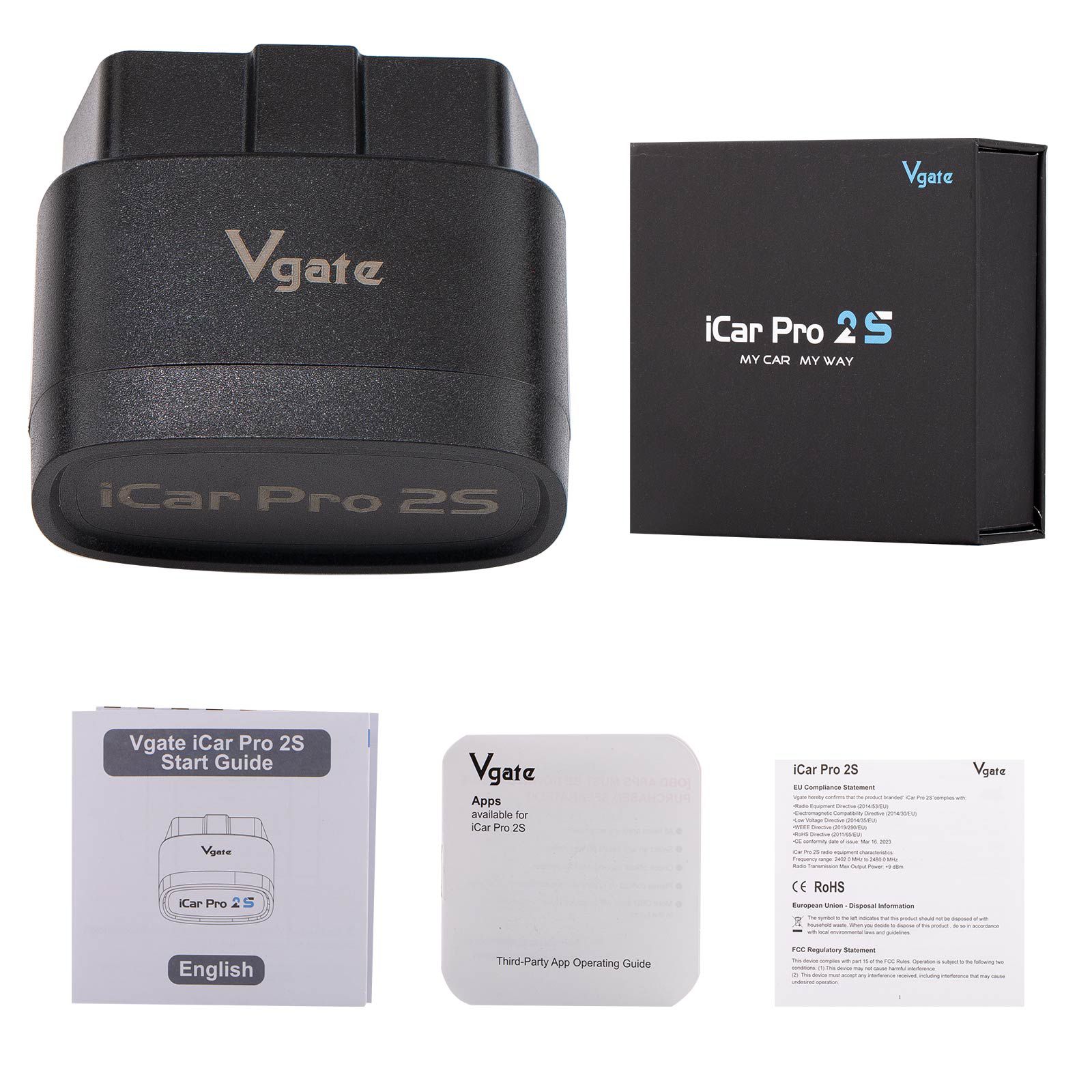 Vgate iCar Pro 2S Bluetooth OBD-II Diagnostic Adapter Work on iOS/Android/Windows for OBD2/EOBD Vehicles