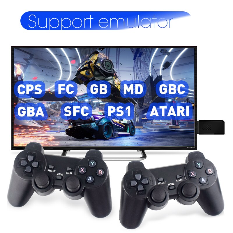64G Video Game Console 4K HDMI-Compatible Game Stick Built in 10000 Retro Game TV Dendy Console Support for PS1/FC/GBA