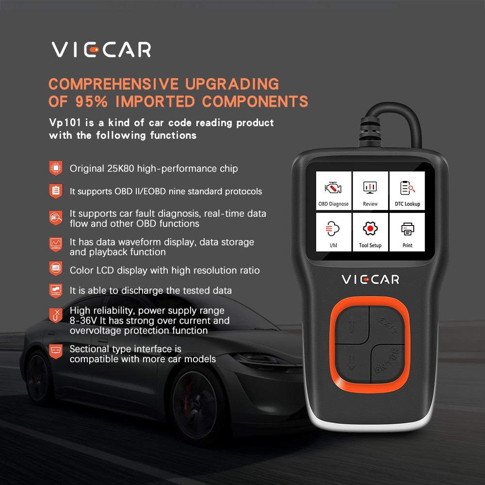 Viecar VP101 OBDII Code Reader OBD2 Fault Code Scanner Full Agreement Auto Scanner Tool