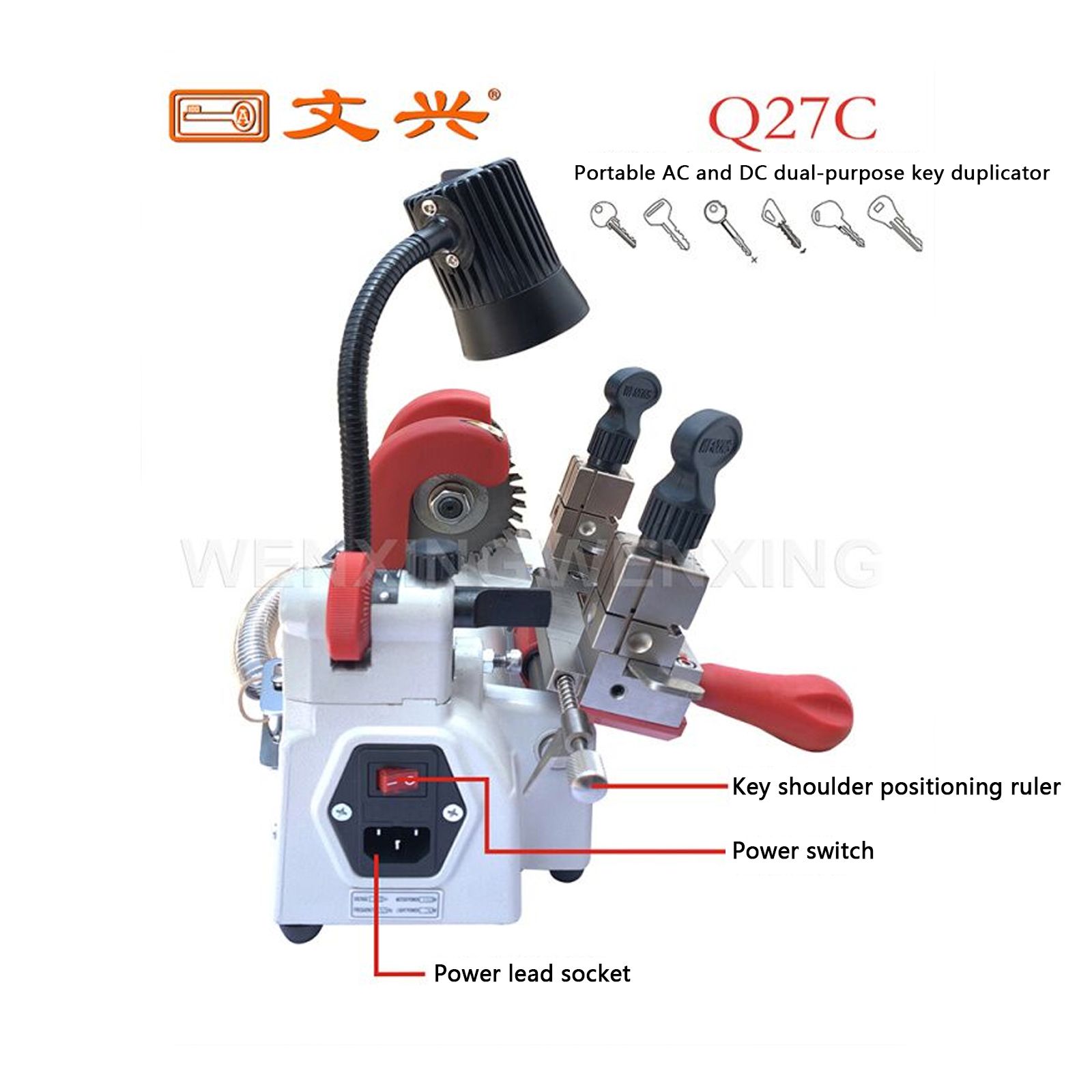 WENXING Q27C (without Inverter) Portable AC & DC Dual-purpose Single-head Manual Key Cutting Machine