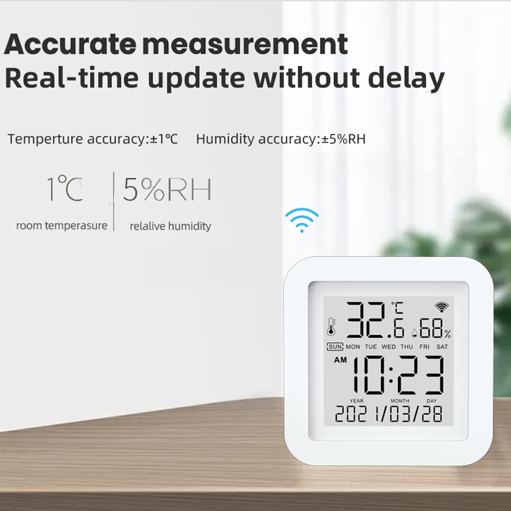 WIFI Temperature And Humidity Sensor Indoor Hygrometer Thermometer With LCD Display Weather Station for Alexa Google Home