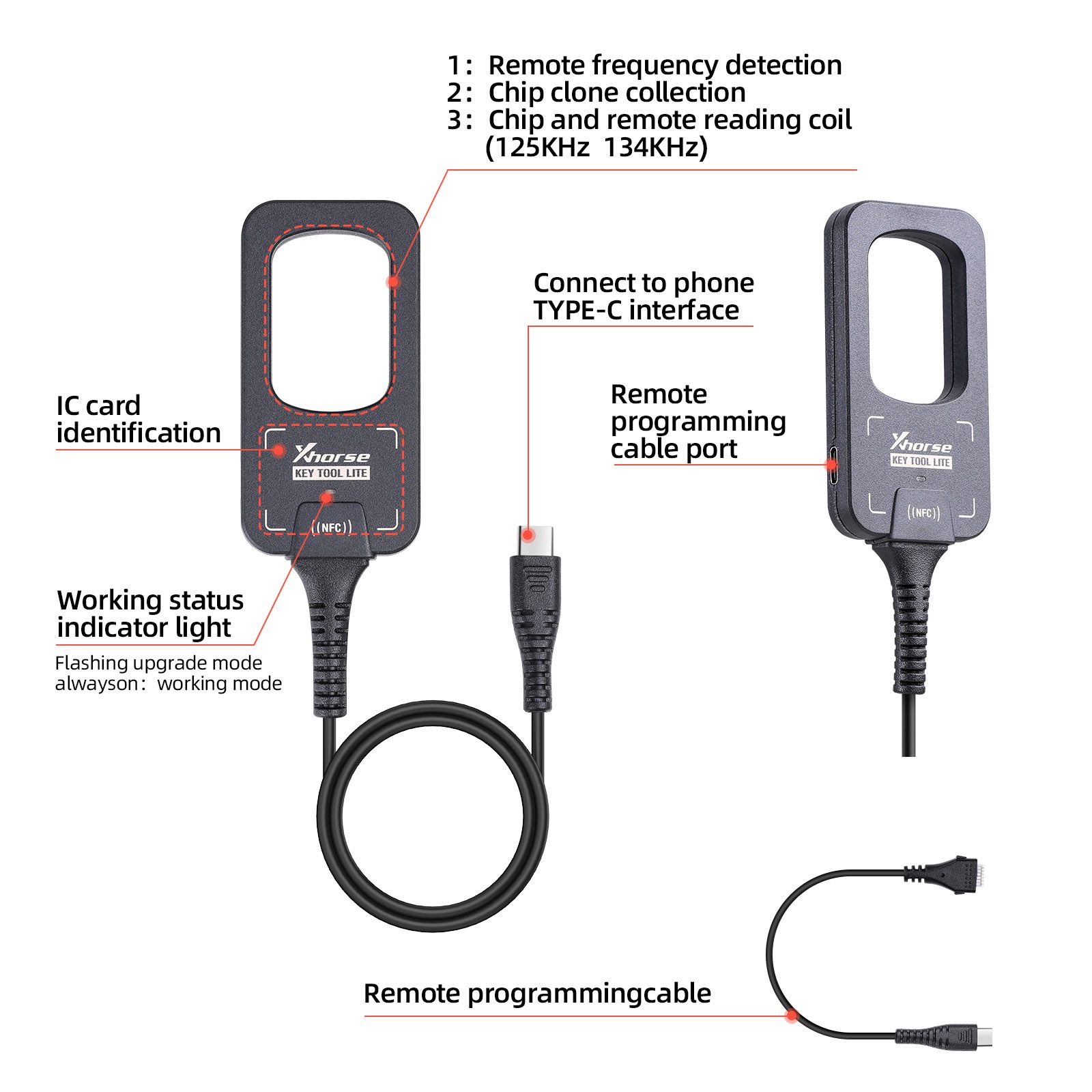 Xhorse VVDI BEE Key Tool Lite Frequency Detection Transponder Clone Work on Android Phone