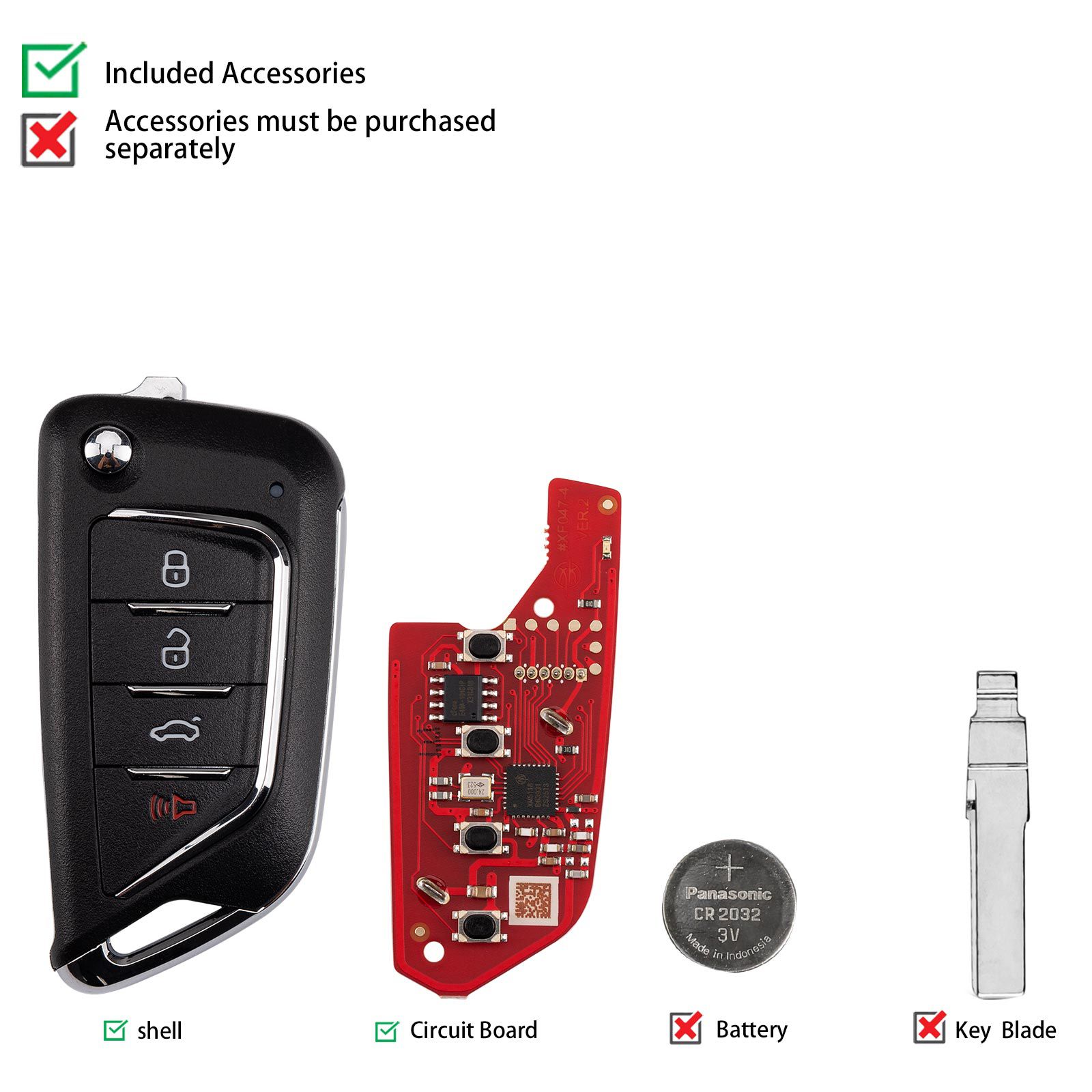 XHORSE XKCD06EN KAI.DLK 4 Buttons Second Generation Universal Wired Remote Key 5pcs/lot