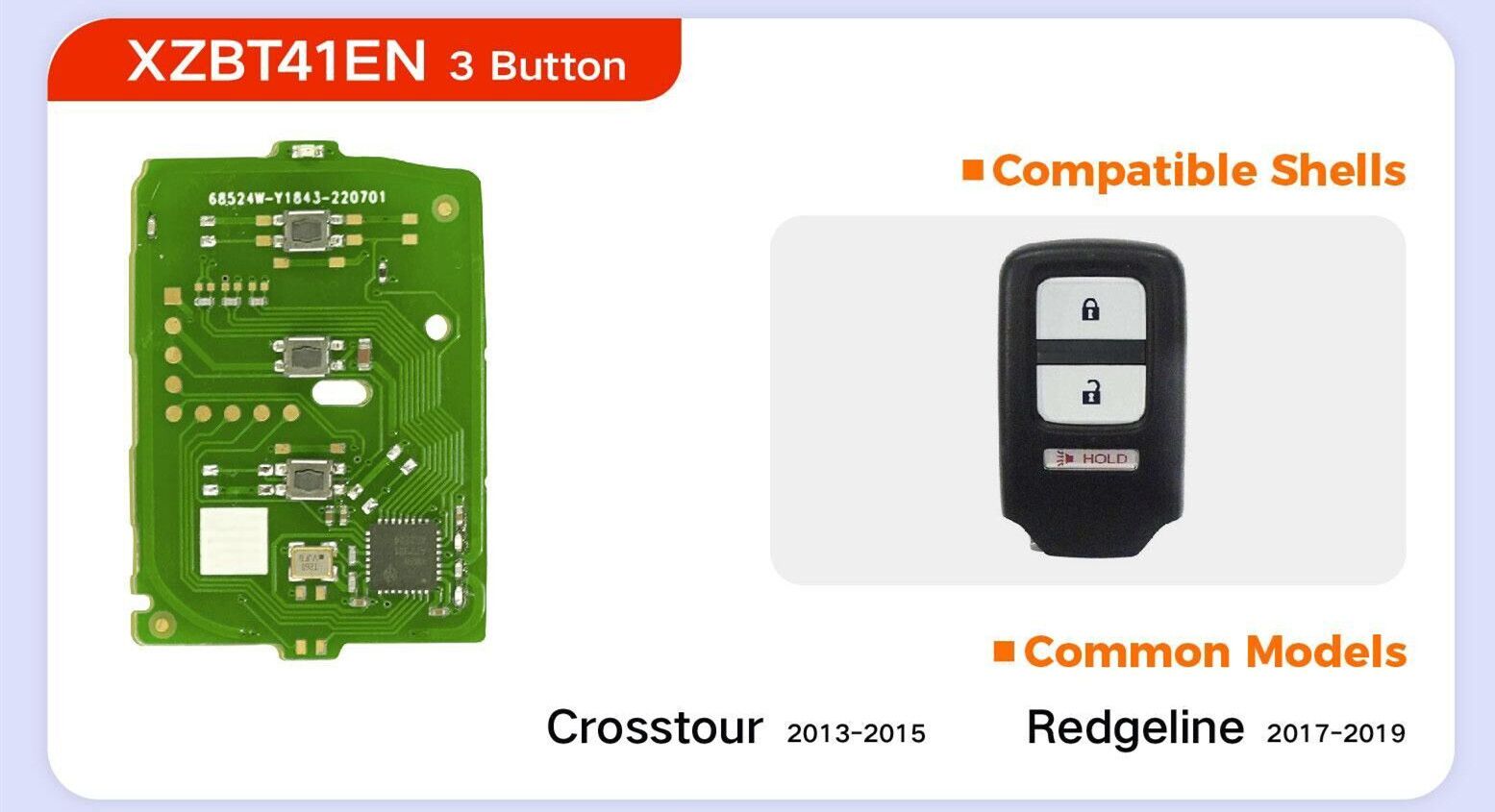 XHORSE XZBT41EN 3 Button HON.D Special PCBs for Honda Crosstour 2013-2015 Redgeline 2017-2019 5pcs/lot