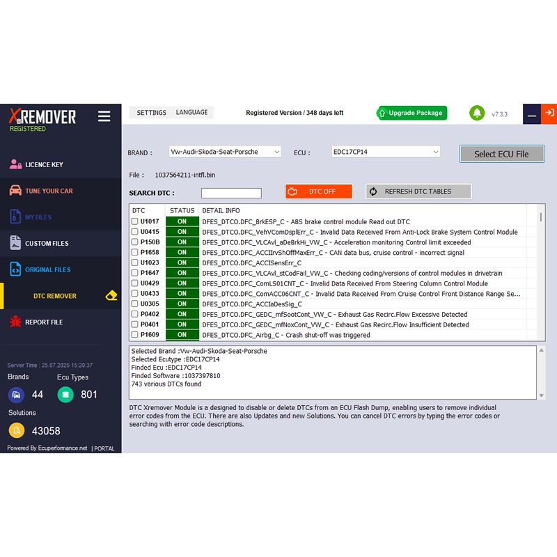 Xremover DTC Chip Tuning Software Advanced Version 20 Tuned Files Per Day Support Stage1