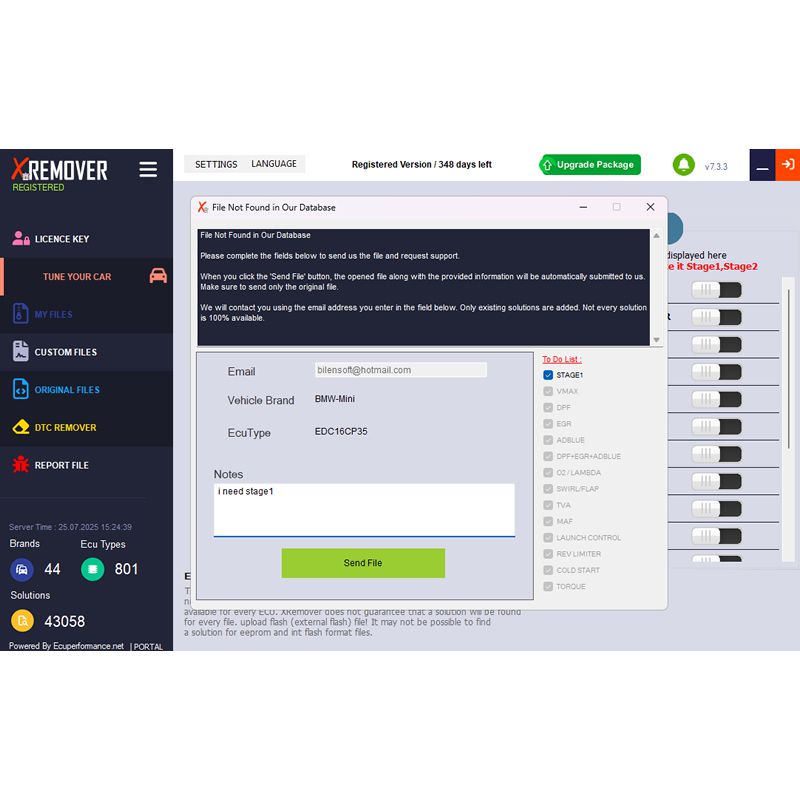 Xremover DTC Chip Tuning Software Advanced Version 20 Tuned Files Per Day Support Stage1