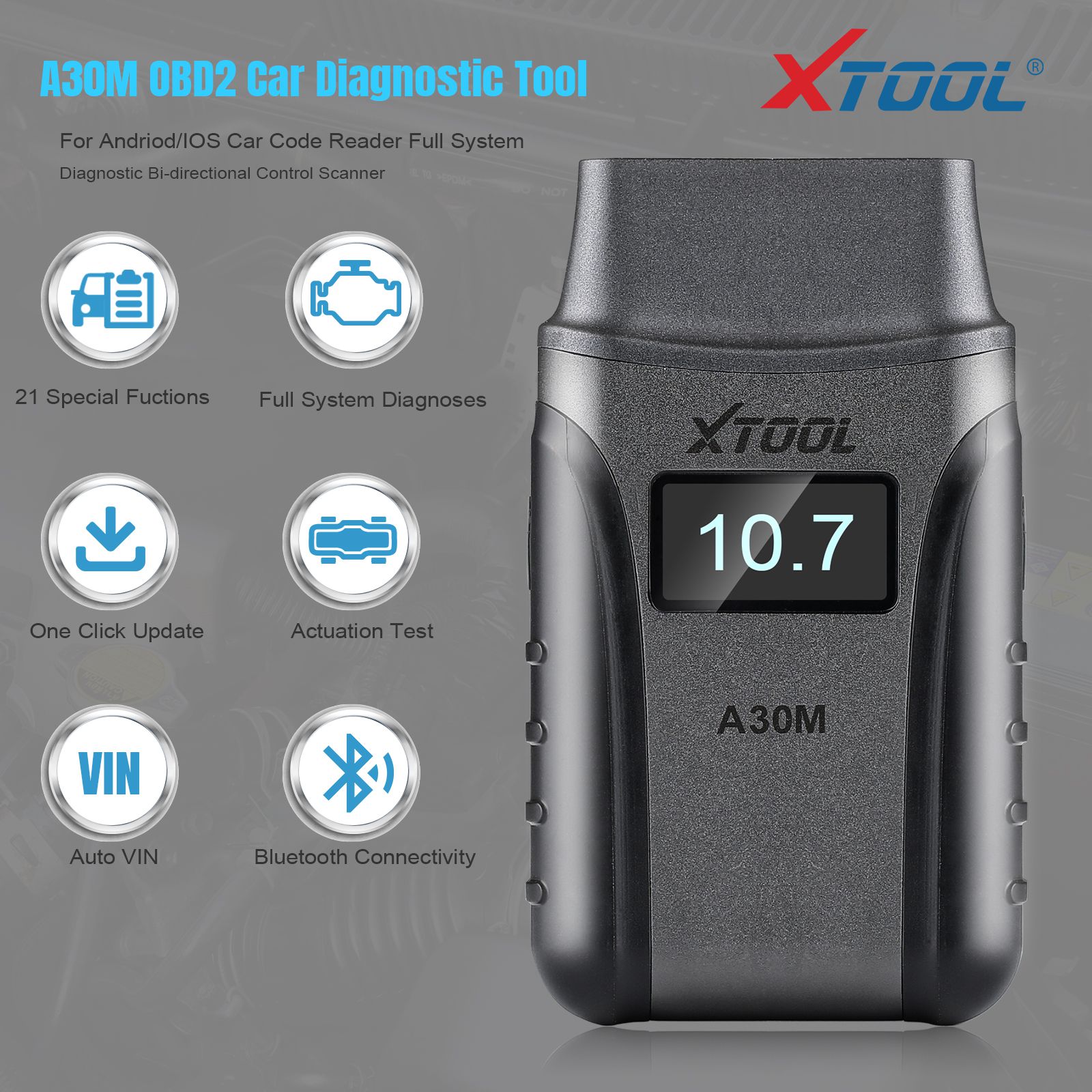  XTOOL A30M OBD2 Full System Diagnostic Tool Bi-directional Control Scanner For Andriod/IOS Car Code Reader