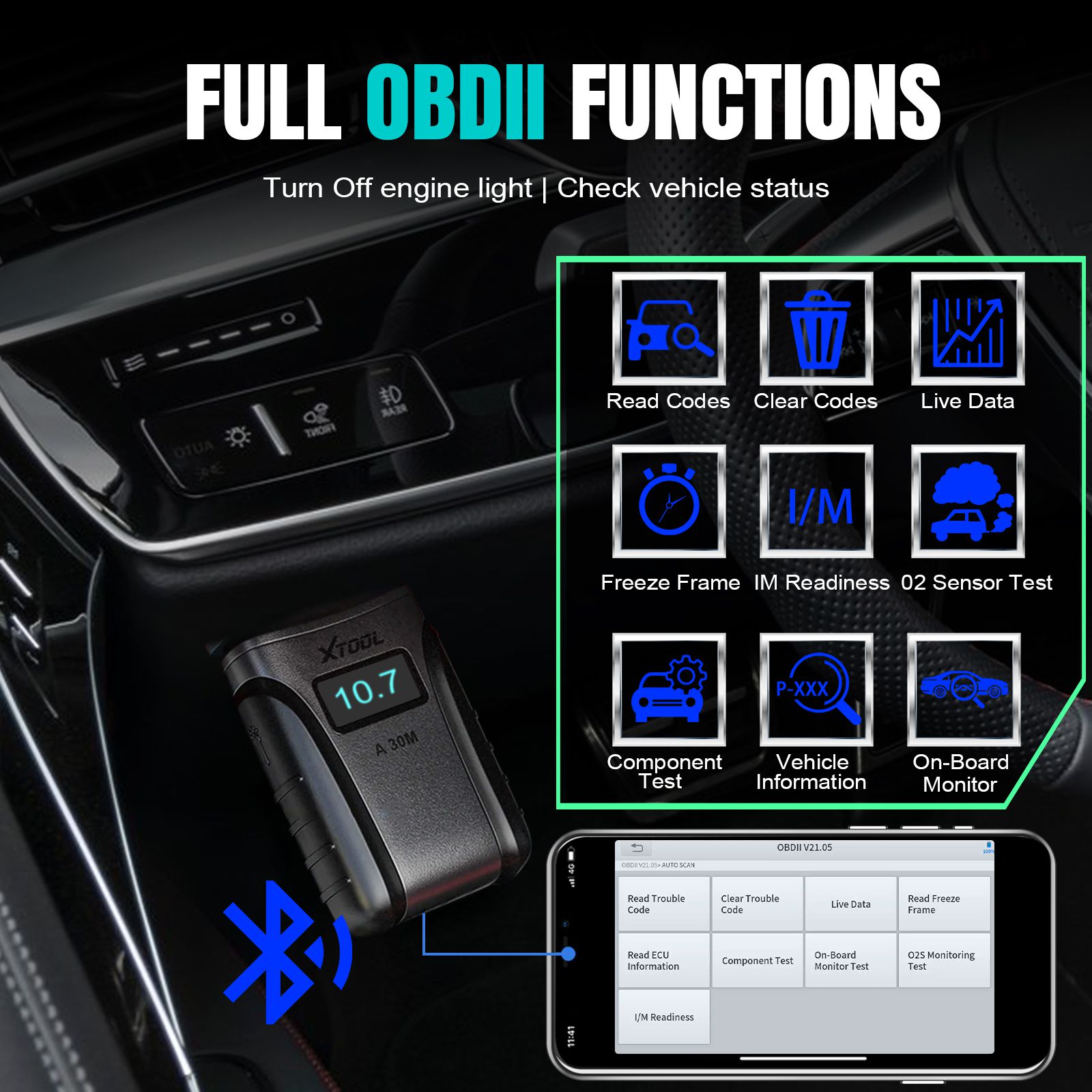  XTOOL A30M OBD2 Full System Diagnostic Tool Bi-directional Control Scanner For Andriod/IOS Car Code Reader