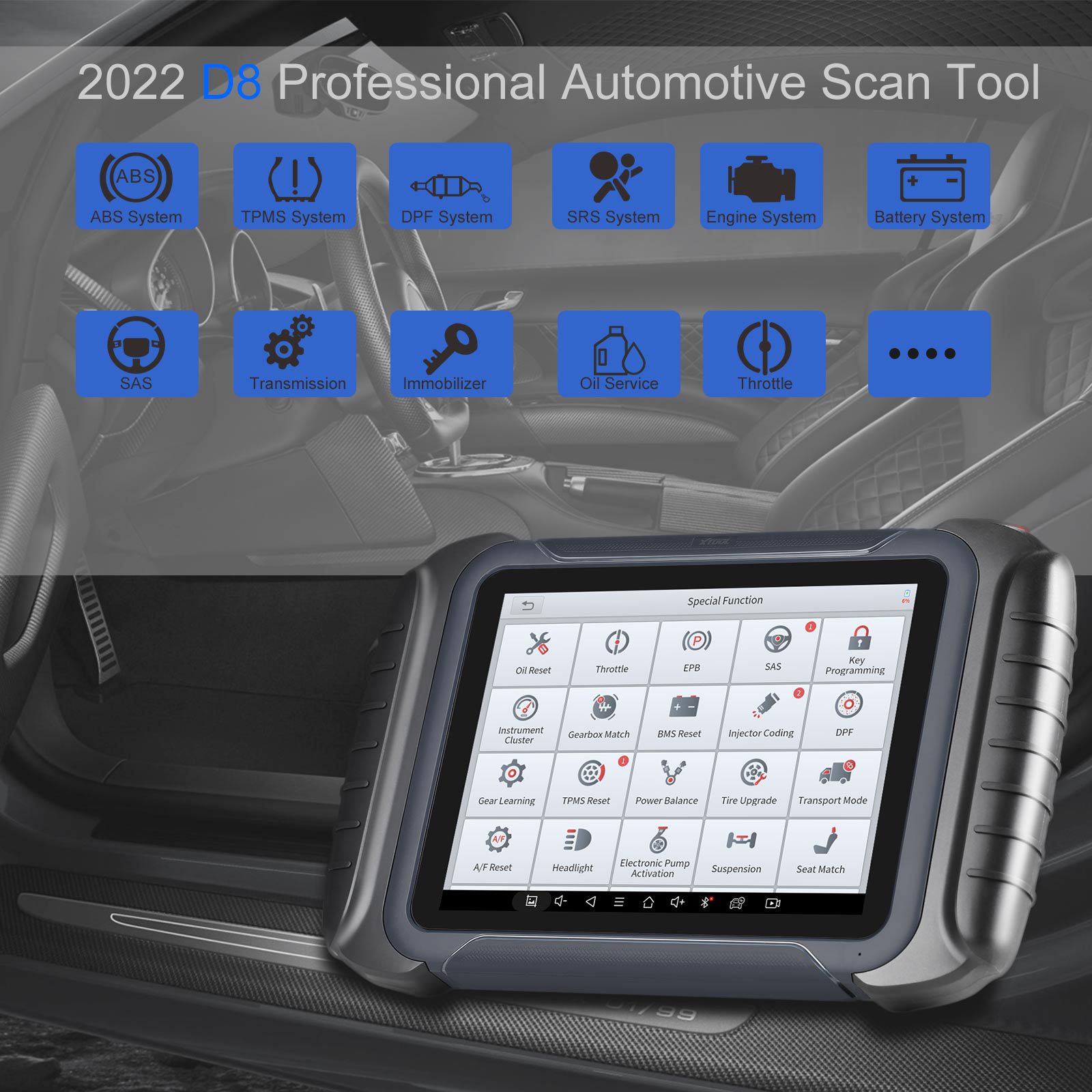 2022 Newest XTOOL D8 Professional Automotive Scan Tool Bi-Directional Control OBD2 Car Diagnostic Scanner+ECU Coding 31+ Services+Key Programming