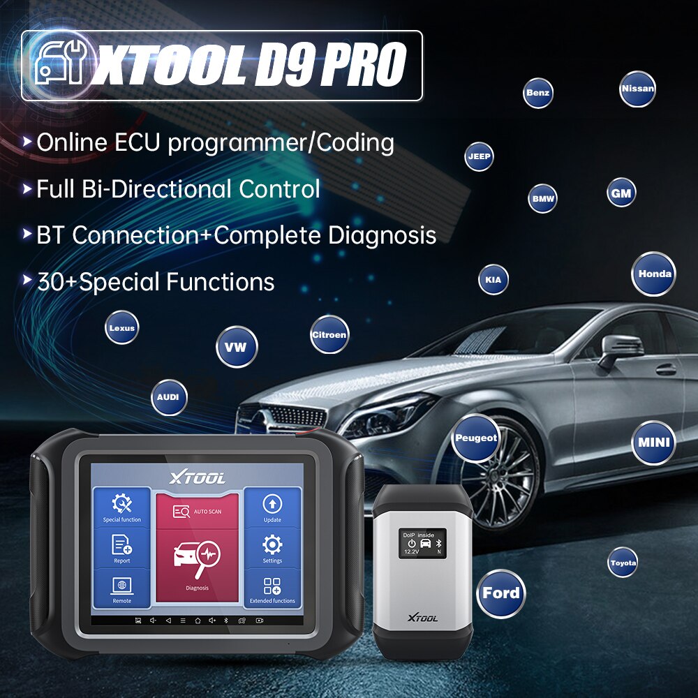 XTOOL D9 Pro Diagnostic Scan Tool With Topology Map CAN FD&DoIP Online ECU Programming&Coding Bi-Directional Control