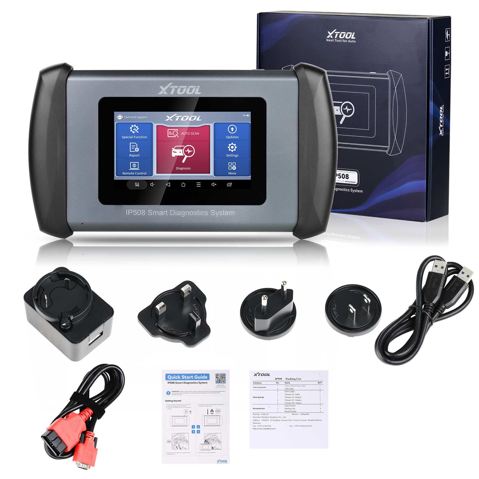 XTOOL InPlus IP508 OBD2 Scanner Diagnostic Tool with 6 Services ABS Bleeding Oil Reset EPB SAS BMS Throttle Free Updates