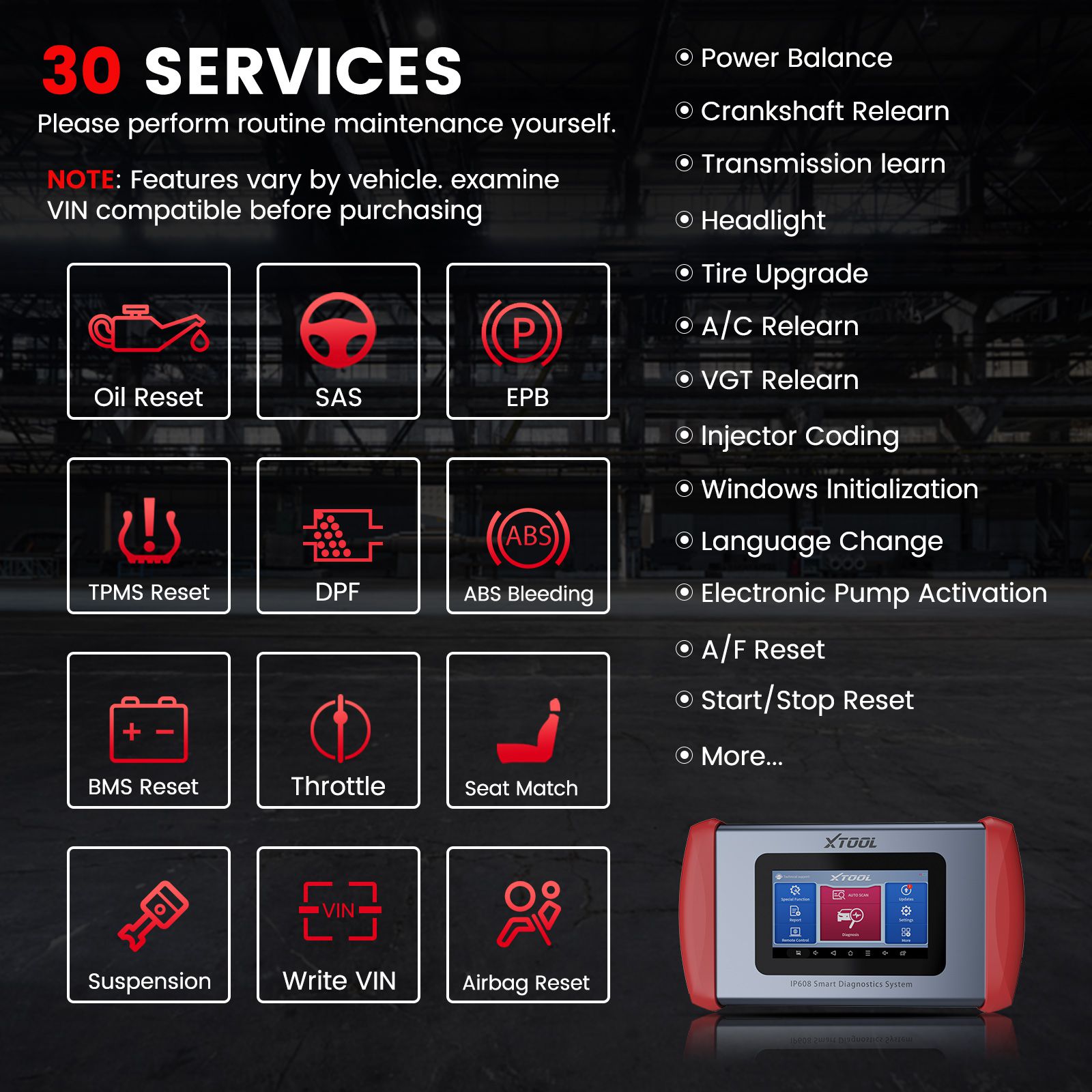 XTOOL Inplus IP608 OBD2 Scanner Full System Diagnostic Tool Support CAN FD 30+Services and Lifetime Free Update