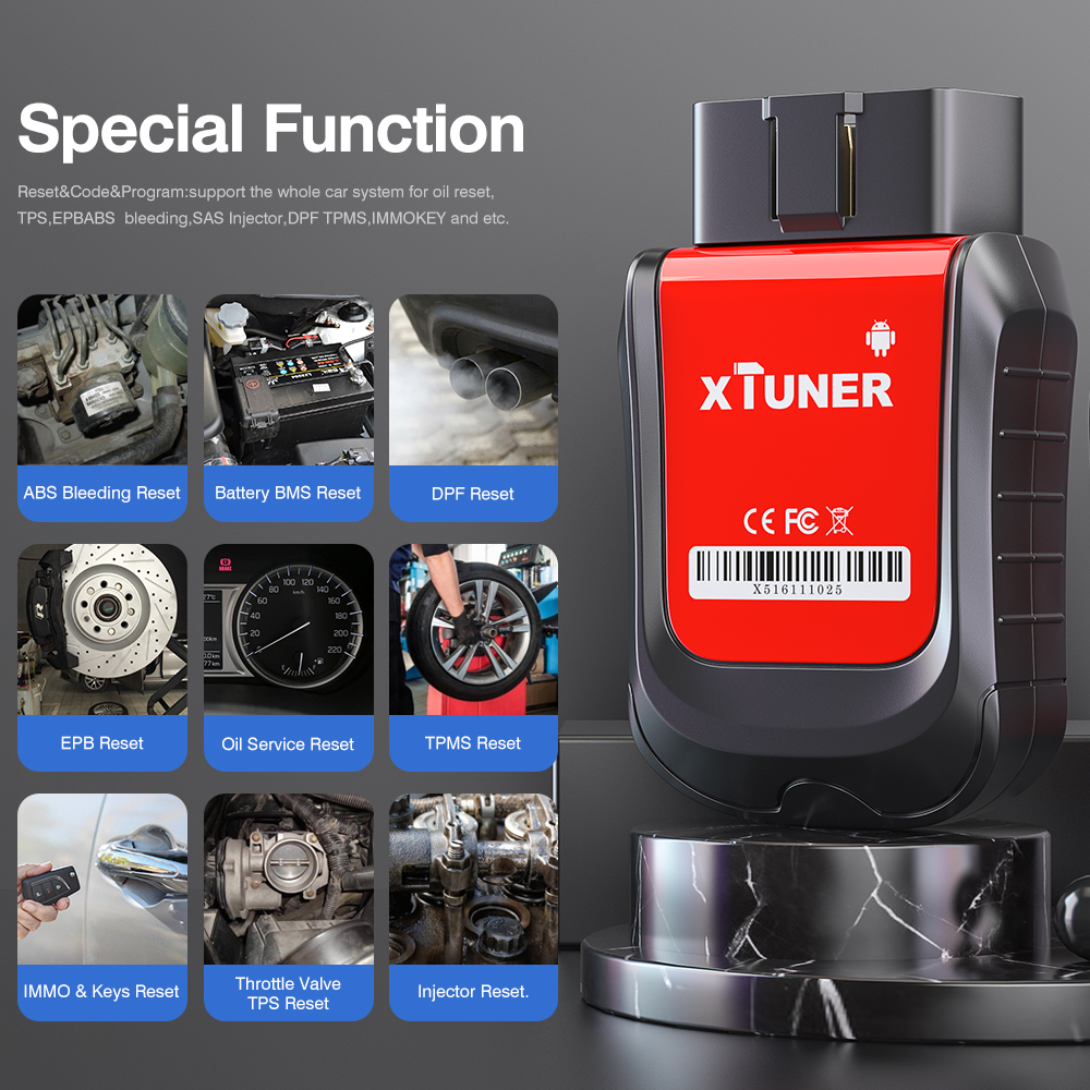 XTUNER X500+ Auto OBD2 Special Functions Diagnostic Tool Supports Android for Engine,ABS,Battery,DPF,EPB,Oil,TPMS,IMMO