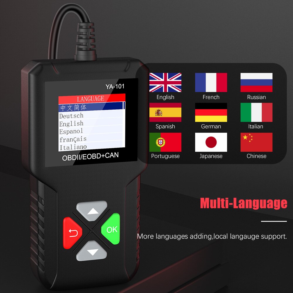 YA101 Obd2 Scanner Multi-language Professional Code Reader OBD 2 Automotive Scanner Car Diagnostic Tool PK ELM327 Free Update