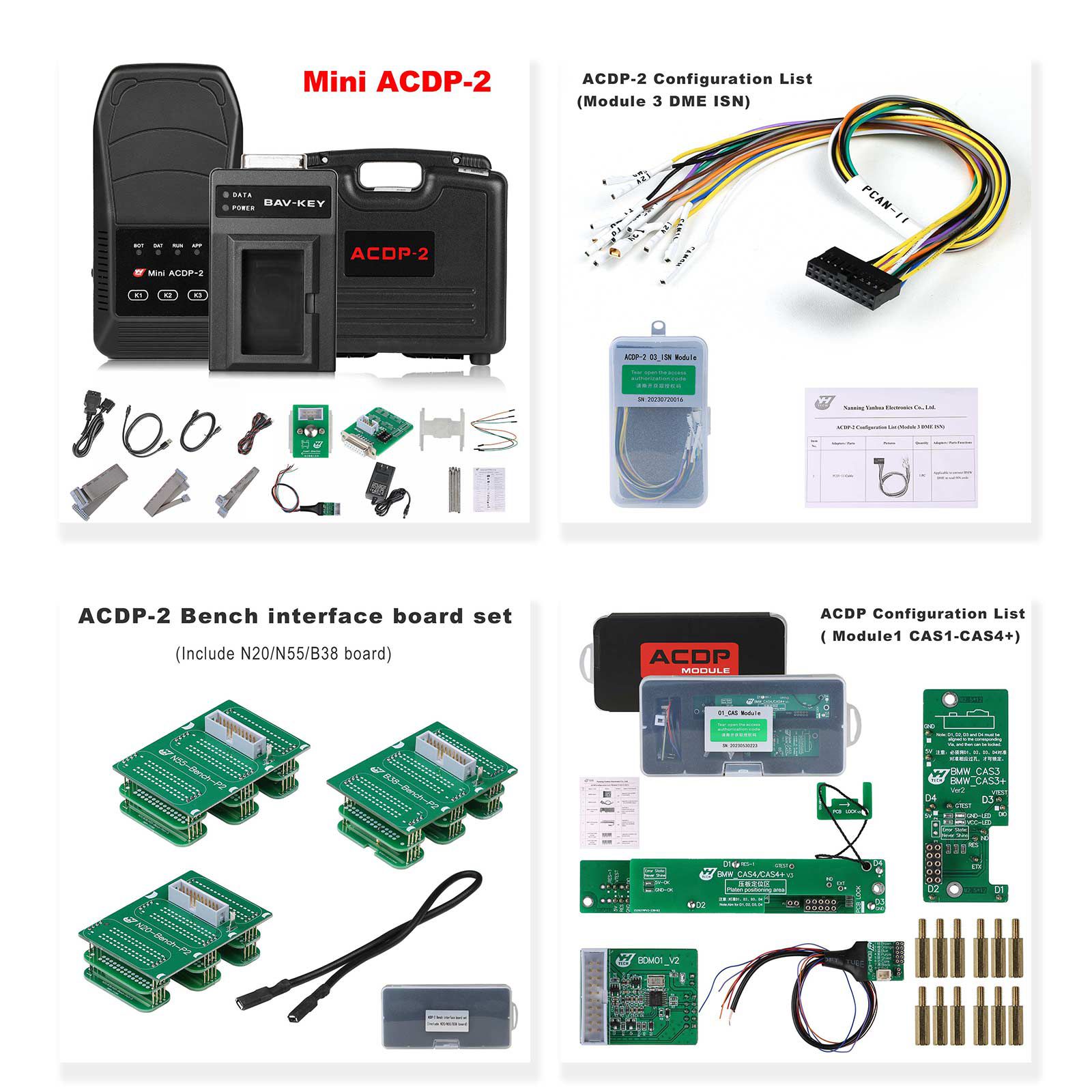 Yanhua Mini ACDP-2 BMW CAS Package with Module1 CAS Module and Module3 ISN Module and N20/N55/B38 Bench Interface Board