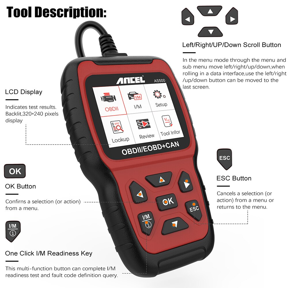 Ancel AS500 OBD2 Scanner