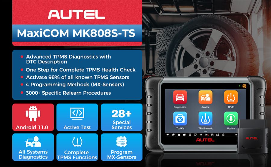 Autel MaxiCOM MK808S-TS Bidirectional & TPMS Programming Relearn Tool