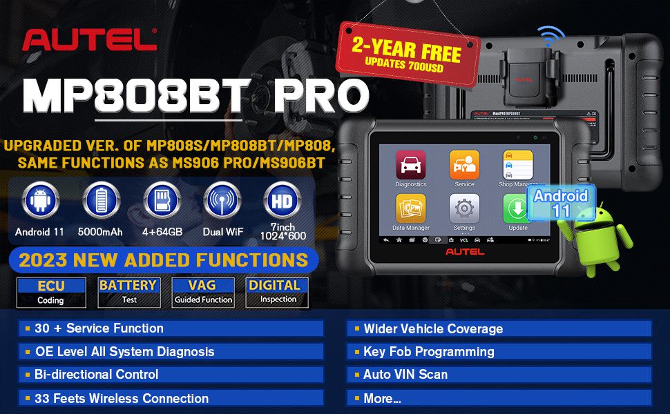 Autel MaxiPRO MP808BT Pro OE-Level Full System Diagnostic Tool with Unlock Hidden Functions