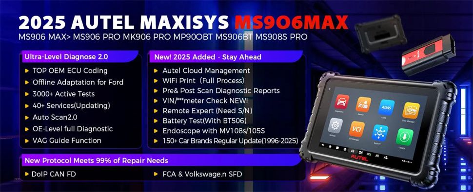 Autel Maxisys MS906 Max Diagnostic Scanner Advanced ECU Coding 40+ Reset Services