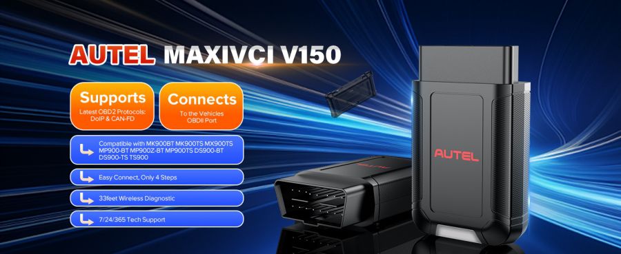 Autel MaxiVCI V150 Wireless Dongle Support CAN FD/DOIP Protocol work for Autel 900 Series Scanners
