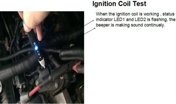 MST-101 ignition coil test on a car