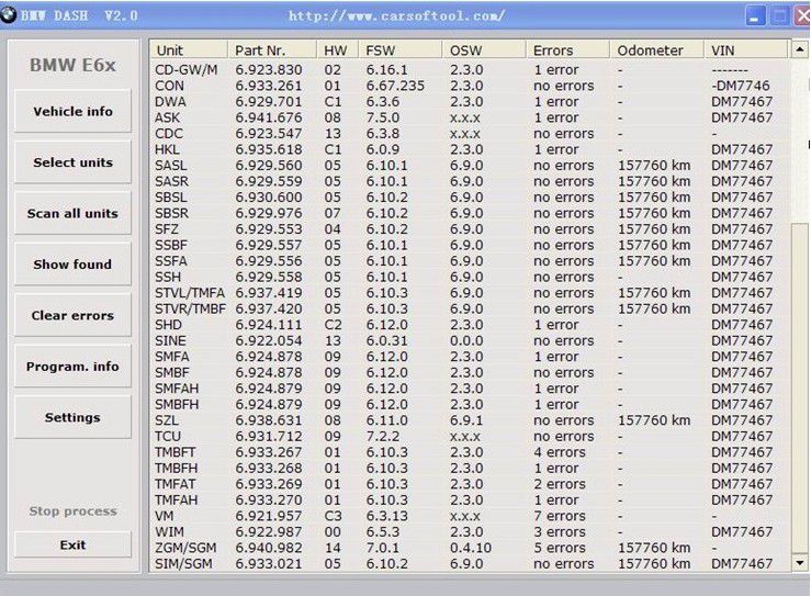 bmw dash scanner 3 in 1 software