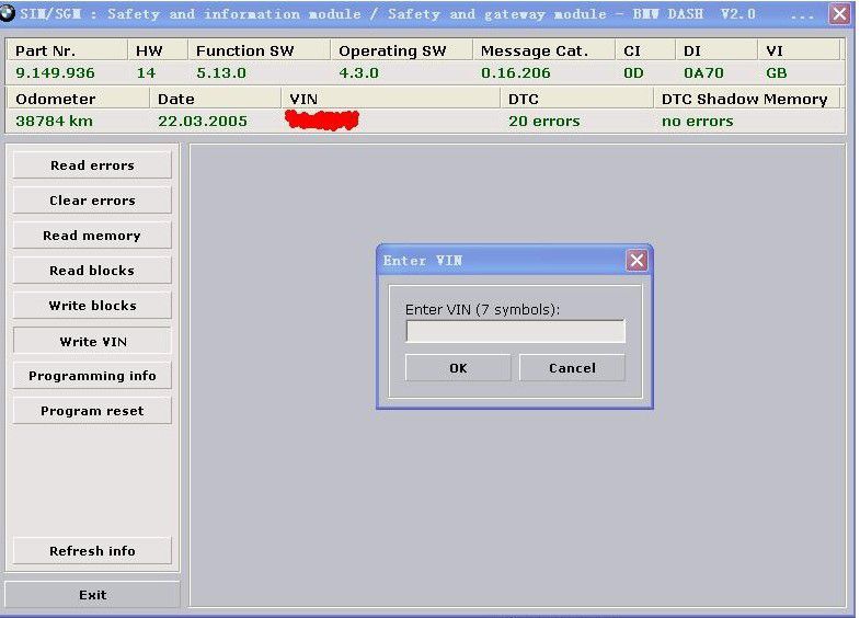 bmw dash scanner software display