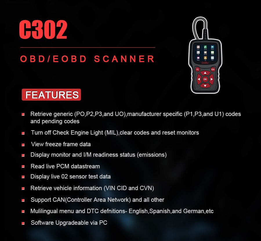 Creator C302 OBDII/EOBD Scanner