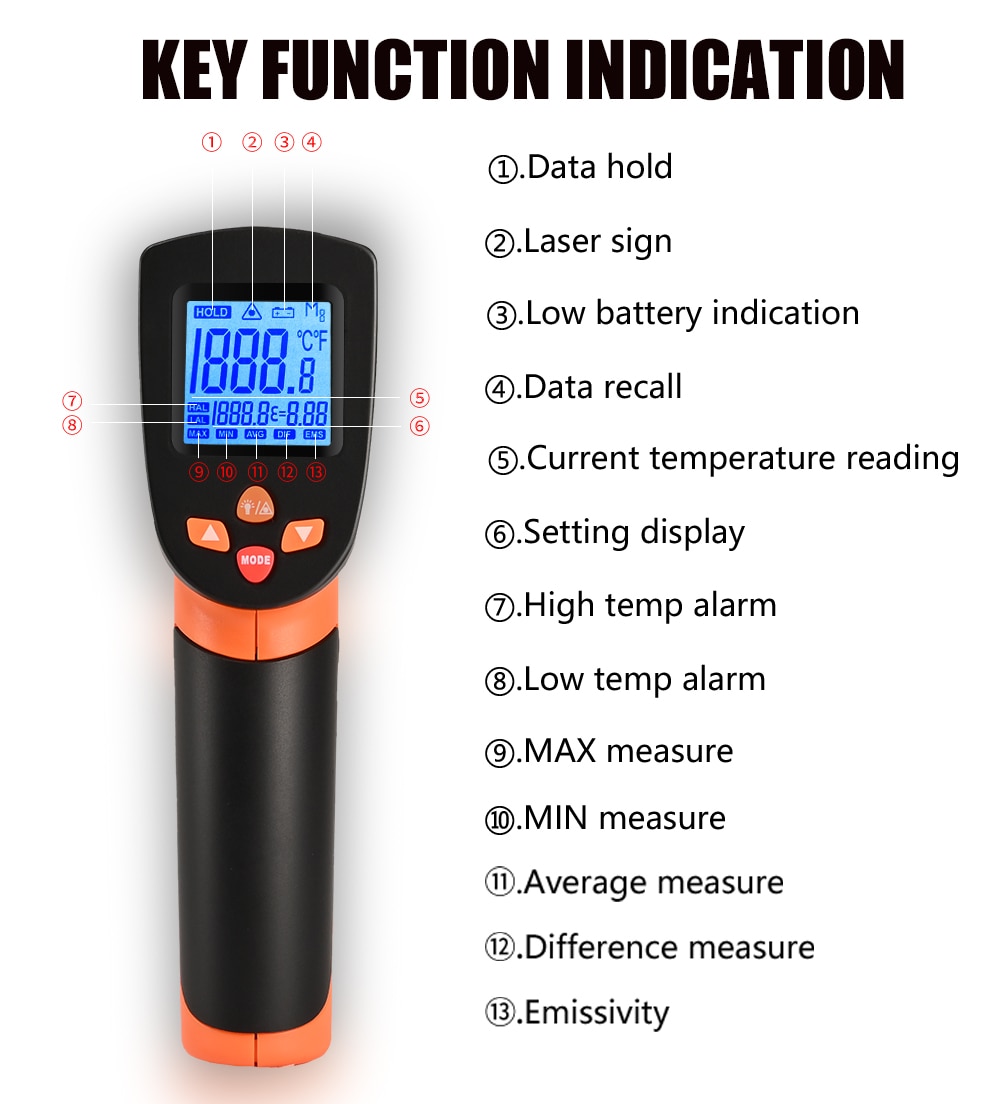 DT8013 DT8550 Digital Infrared Thermometer