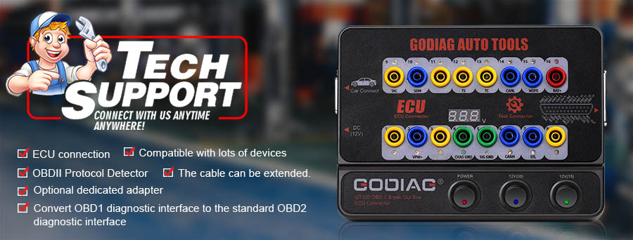 GODIAG GT100 AUTO TOOLS OBDII Break Out Box ECU Connecto