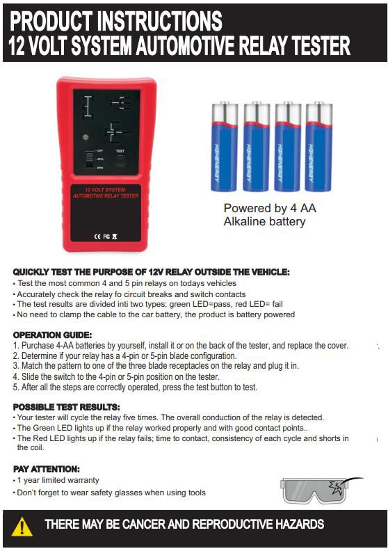 HAOSHI Automotive 12V Relay Tester Cordless Design