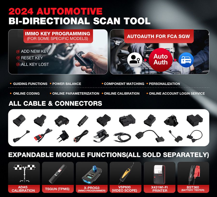 LAUNCH X431 PRO TT Bidirectional Scan Tool with DBSCar VII Connector 37+ Reset ECU Online Coding CANFD Key IMMO