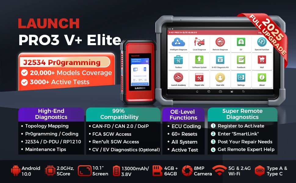 LAUNCH X431 PRO3 V+ ELITE with SmartLink 2.0