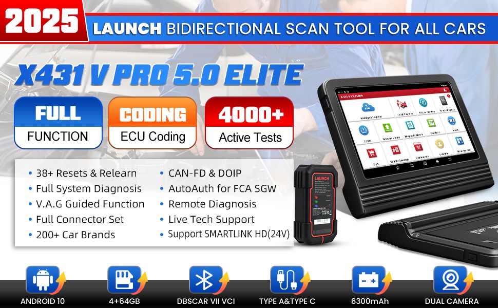  Launch X431 V 5.0 (X431 Pro) 8inch Wifi/Bluetooth Bidirectional Full System  Diagnostic Scanner 