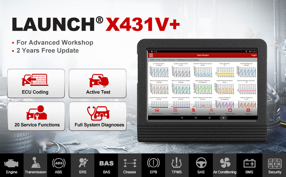 Launch X431 V+ 4.0 Wifi/Bluetooth 10.1inch Tablet