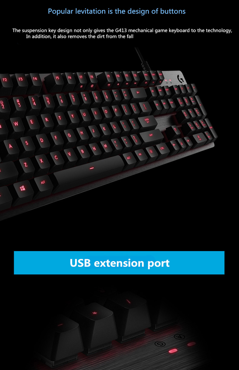 Logitech G413 Gaming Keyboard Backlight Slim Full-Size B