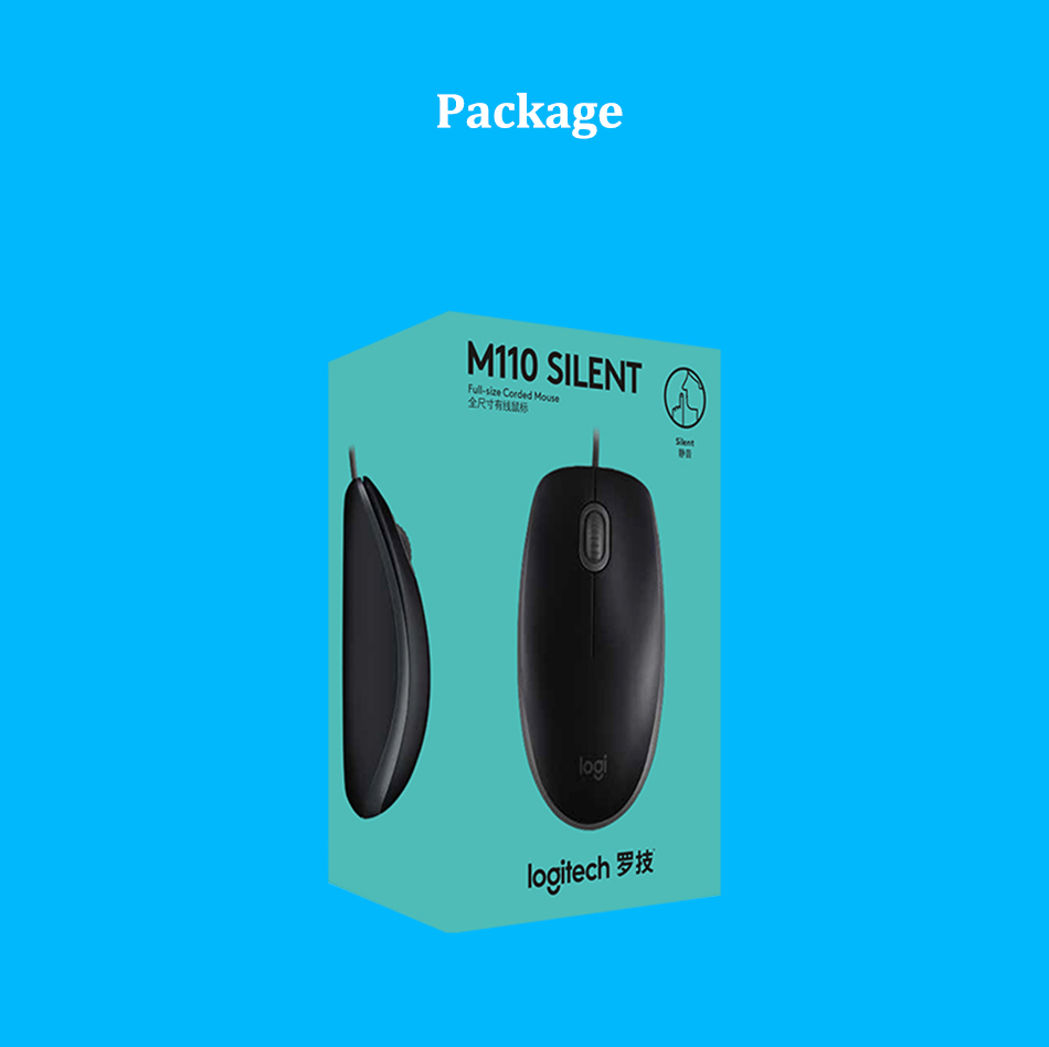 Logitech M110 Wired Silent Mouse USB Mute Mice Gaming Mo