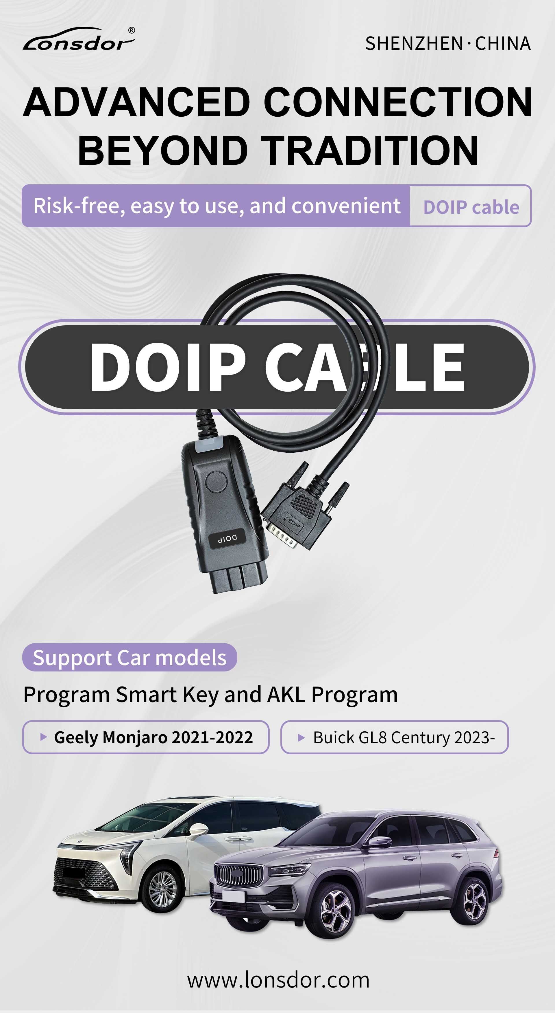 Lonsdor DOIP Cable Support Program Smart Key and AKL Program 