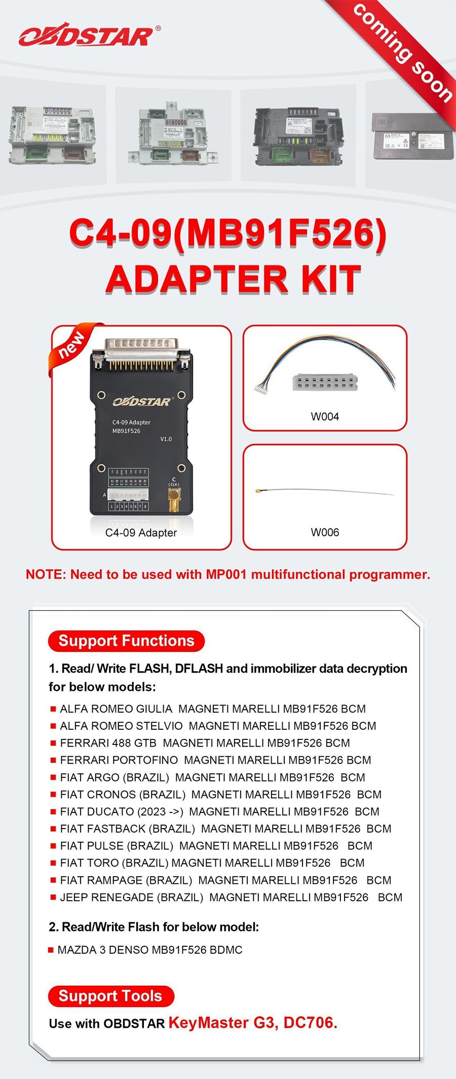 OBDSTAR C4-09(MB91F526) Adapter Kit Use with OBDSTAR X300 Classic G3 / DC706