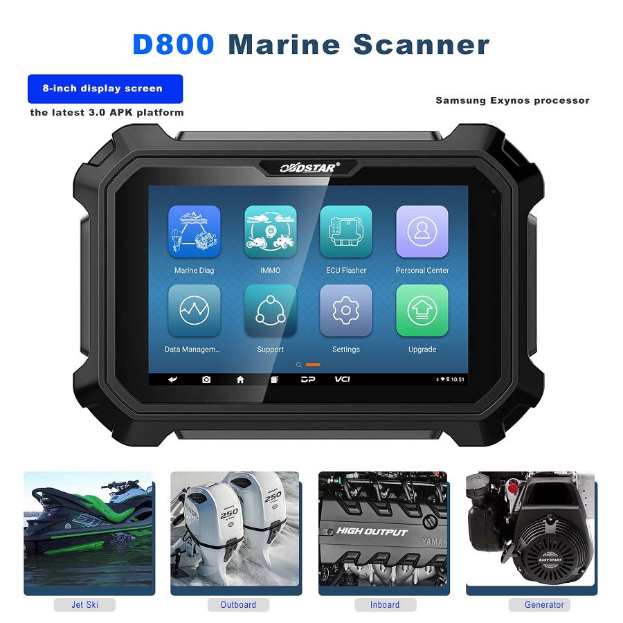 OBDSTAR D800 A+B+C+D Full Configuration Marine Diagnostic Tool for Jet Ski / Outboard / Inboard / Generator