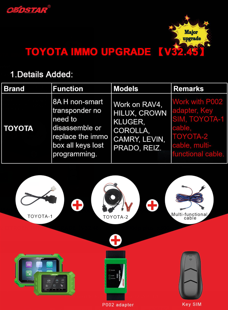 OBDSTAR Toyota IMMO V32.45 Upgrade