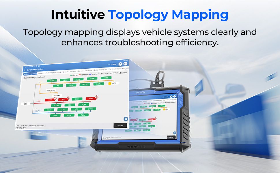 TOPDON Phoenix XLink Scanner Support ECU Coding Topology Mapping CAN-FD & DoIP, Full System Bidirectional Scanner 41+ Maintenance Services