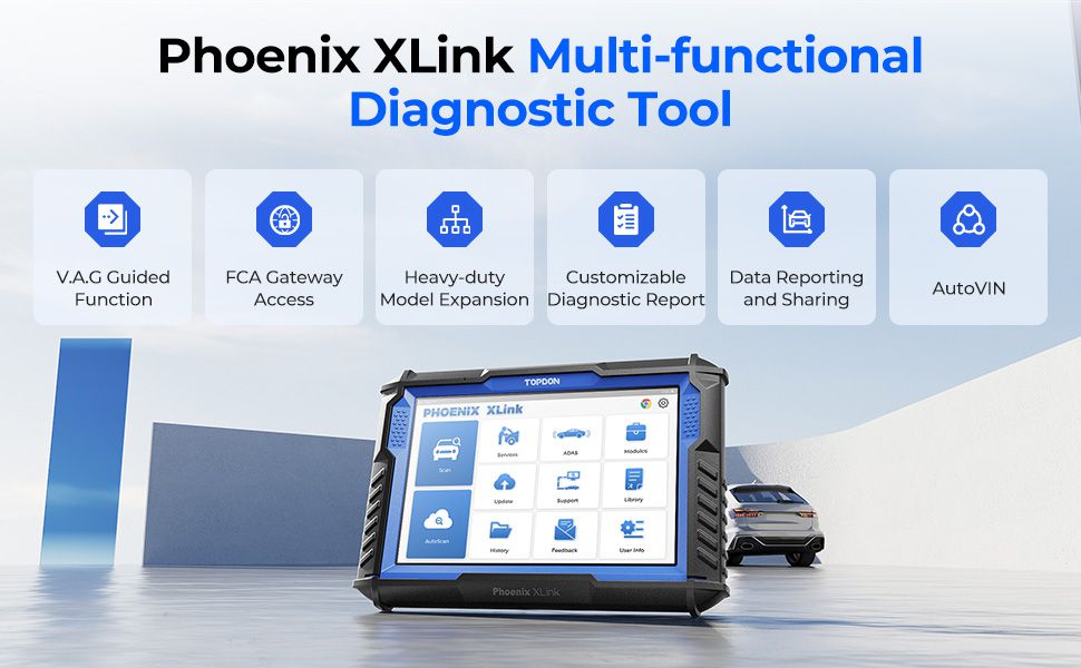 TOPDON Phoenix XLink Scanner Support ECU Coding Topology Mapping CAN-FD & DoIP, Full System Bidirectional Scanner 41+ Maintenance Services