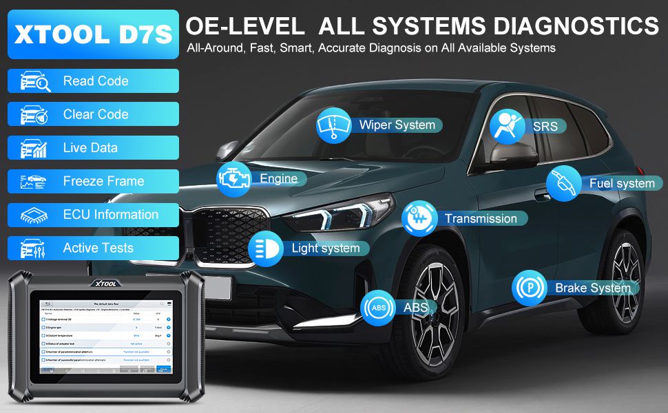 XTOOL D7S Diagnostic Tool Support DoIP & CAN FD, ECU Coding Bidirectional Scanner 